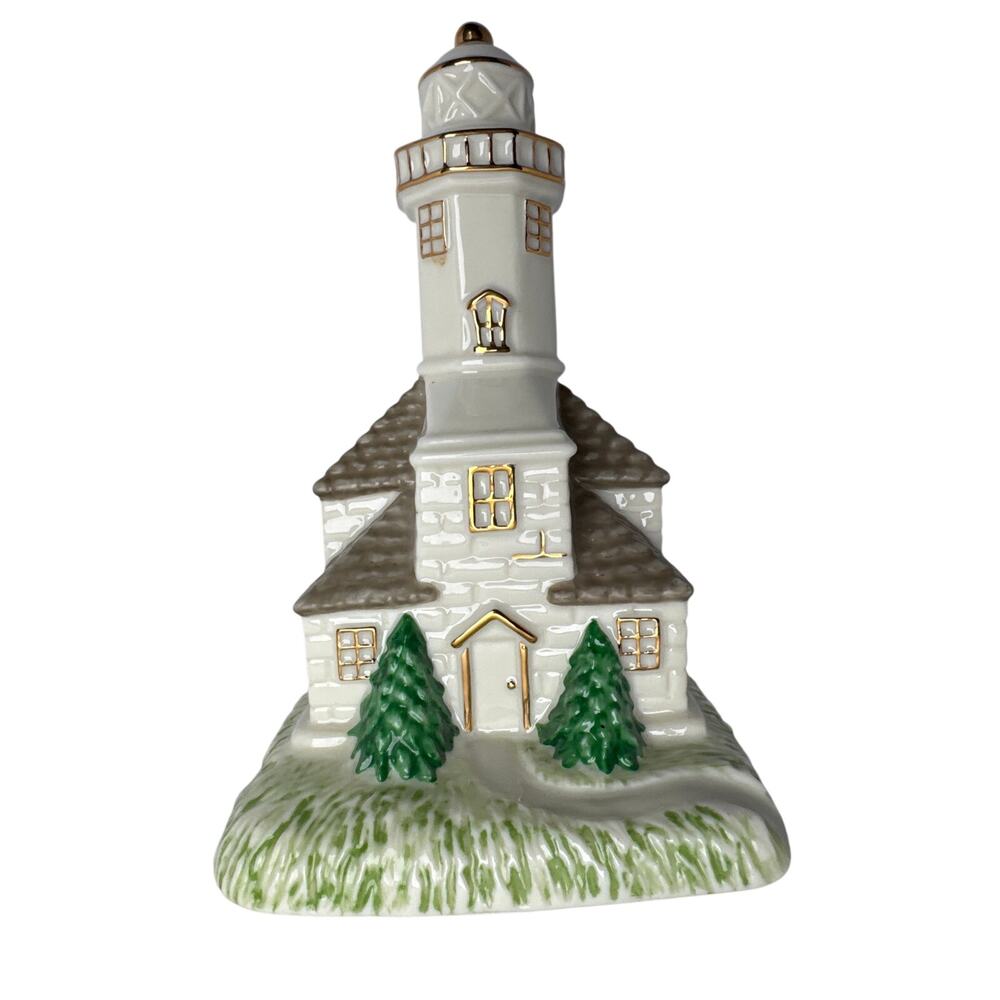 Vtg MIKASA Porcelain Cream Gold Trim LIGHTHOUSE SEASIDE MAGIC Bookend #FK016
